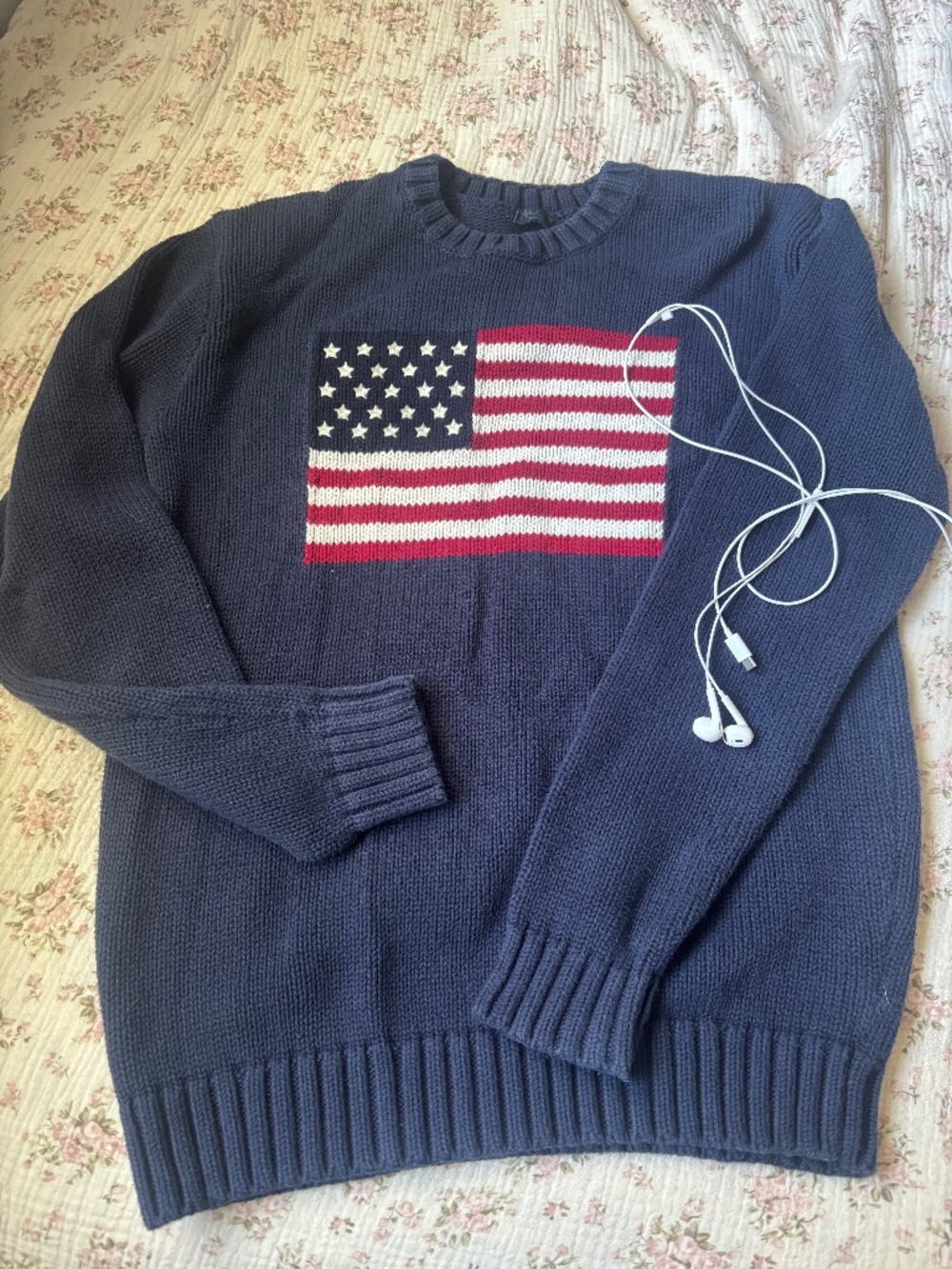 Brandy Melville Navy Blue American Flag Sweater